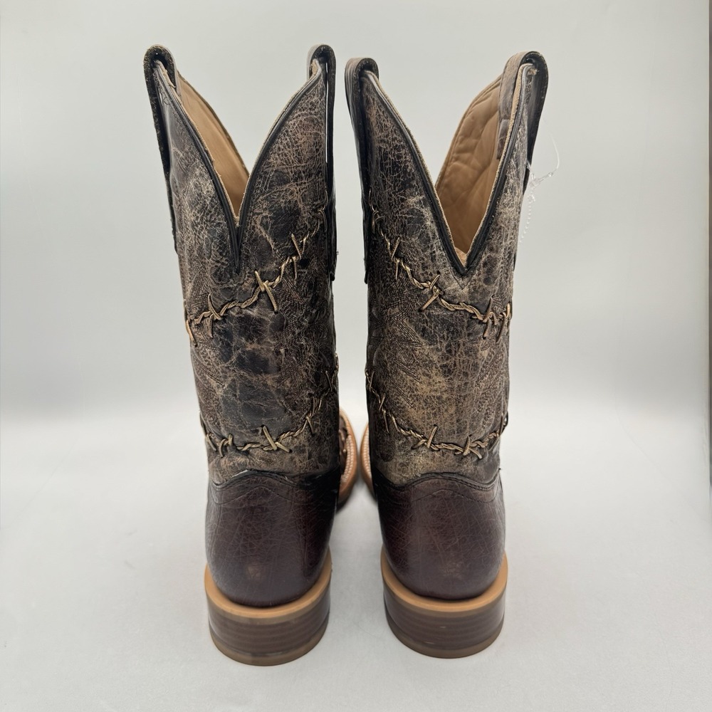 Corral Exotic Ostrich Barbed Wire Boots Men's Size 8.5 D Brown Leather Genuine - Picture 14 of 16